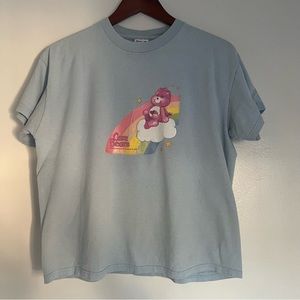 Y2K Care Bears baby blue tee with pastel graphic